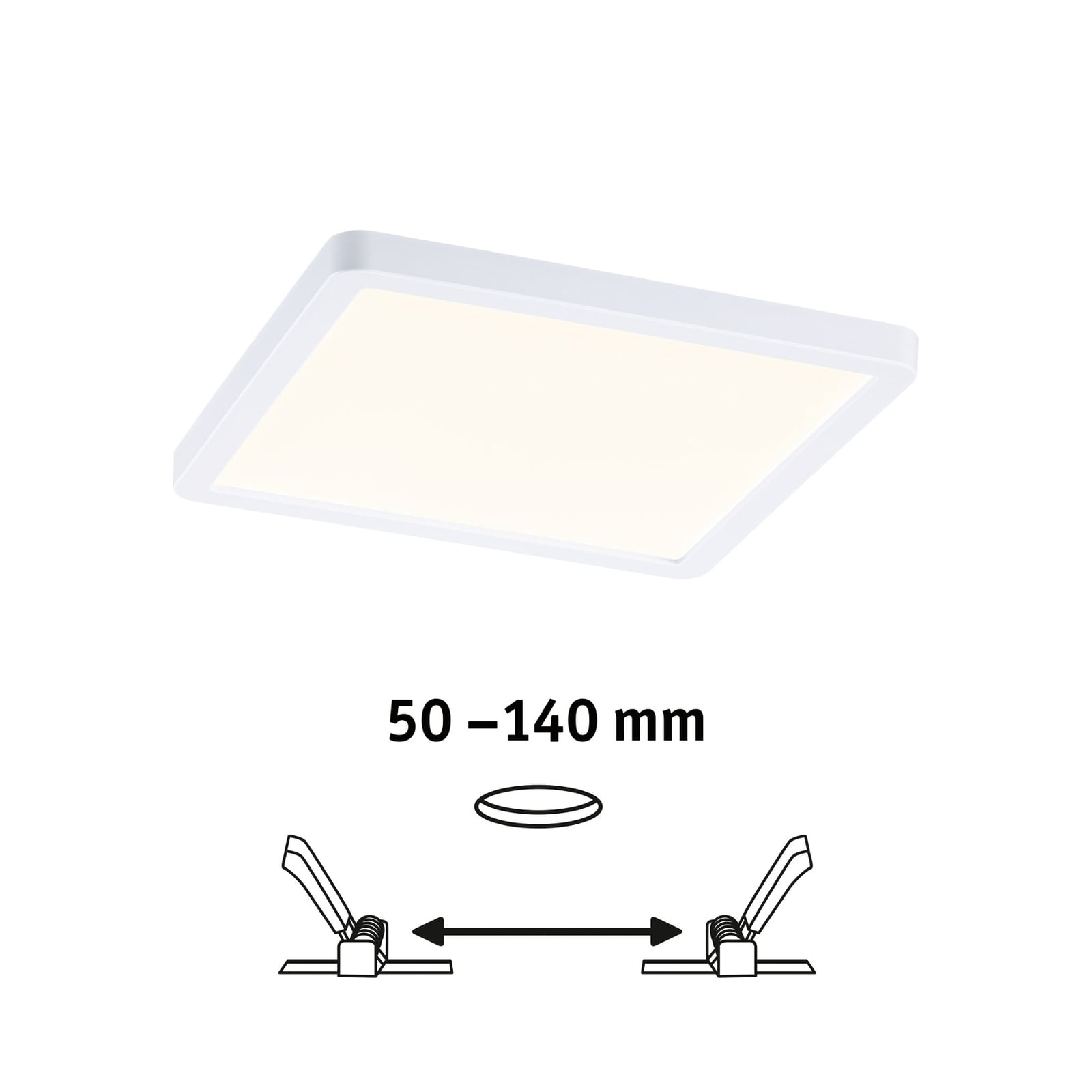 LED innbyggingspanel Areo firkantet dimbar hvit 17,5 cm IP44 komplett sett