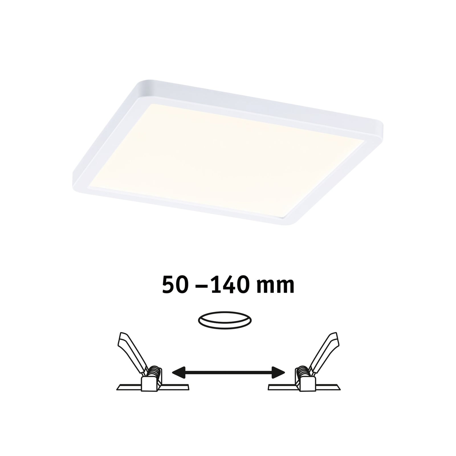 LED innbyggingspanel Areo kvadratisk 17,5 cm bakside
