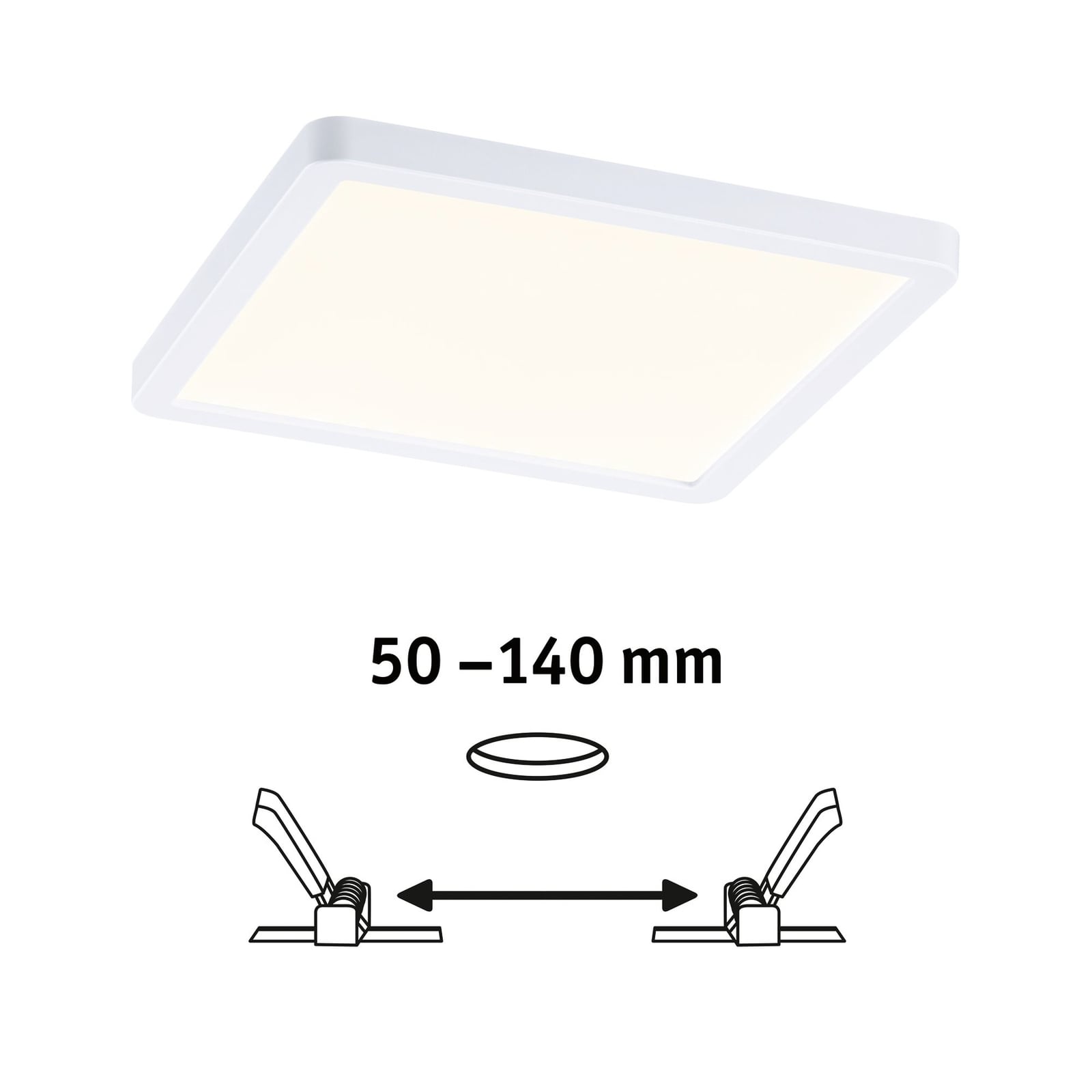LED innbyggingspanel Areo kvadratisk 17,5 cm nærbilde