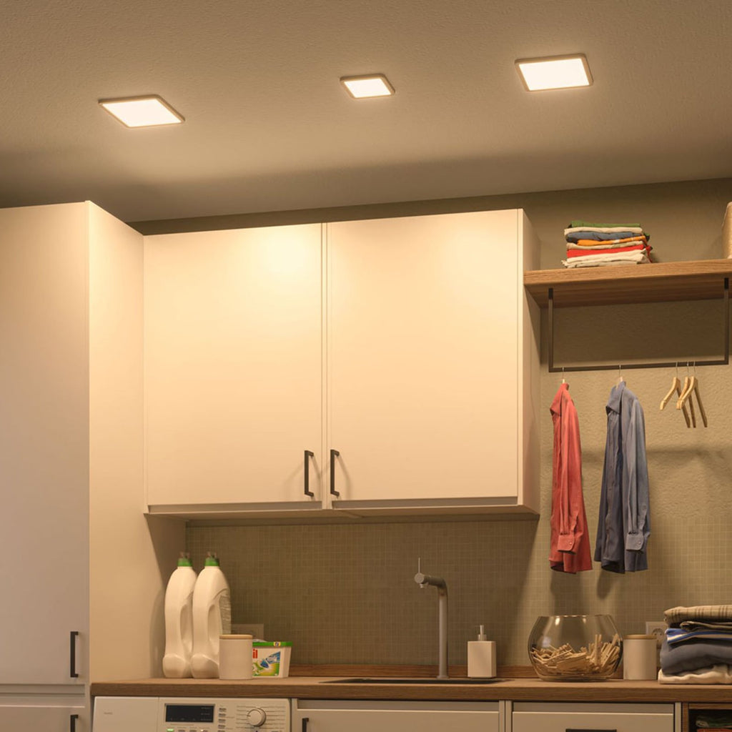 Detalj av LED innbyggingspanel Areo kvadratisk hvit 17,5 cm IP44