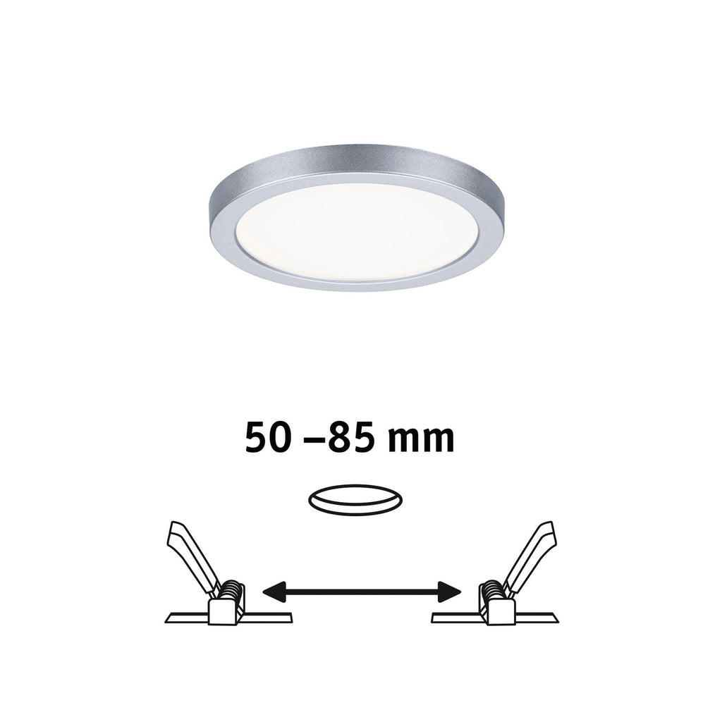 LED innbyggingspanel Areo matt krom med lys på