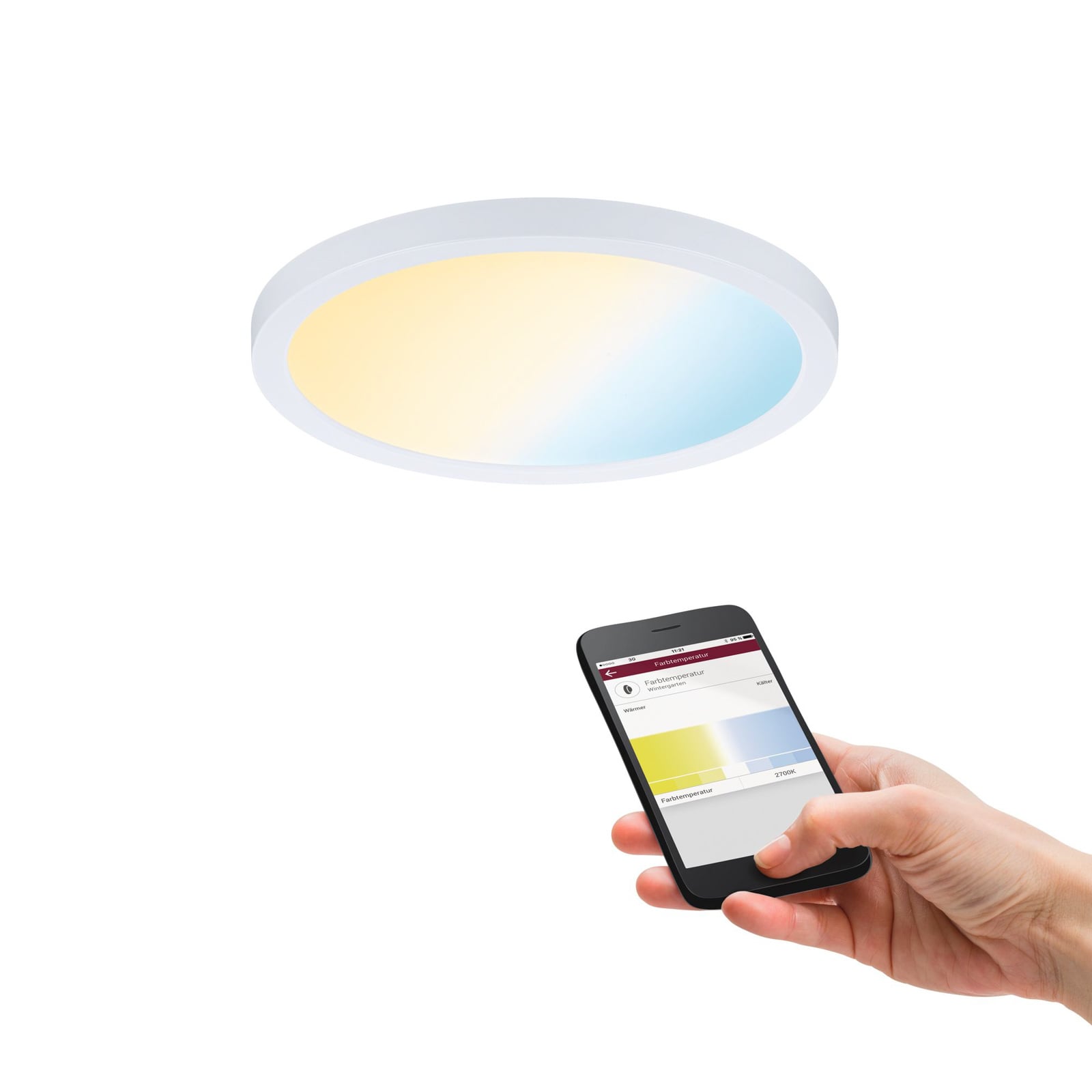 LED innbyggingspanel Areo rund dimbar CCT Zigbee IP44 Ø17,5 cm hvit - Paulmann sideprofil