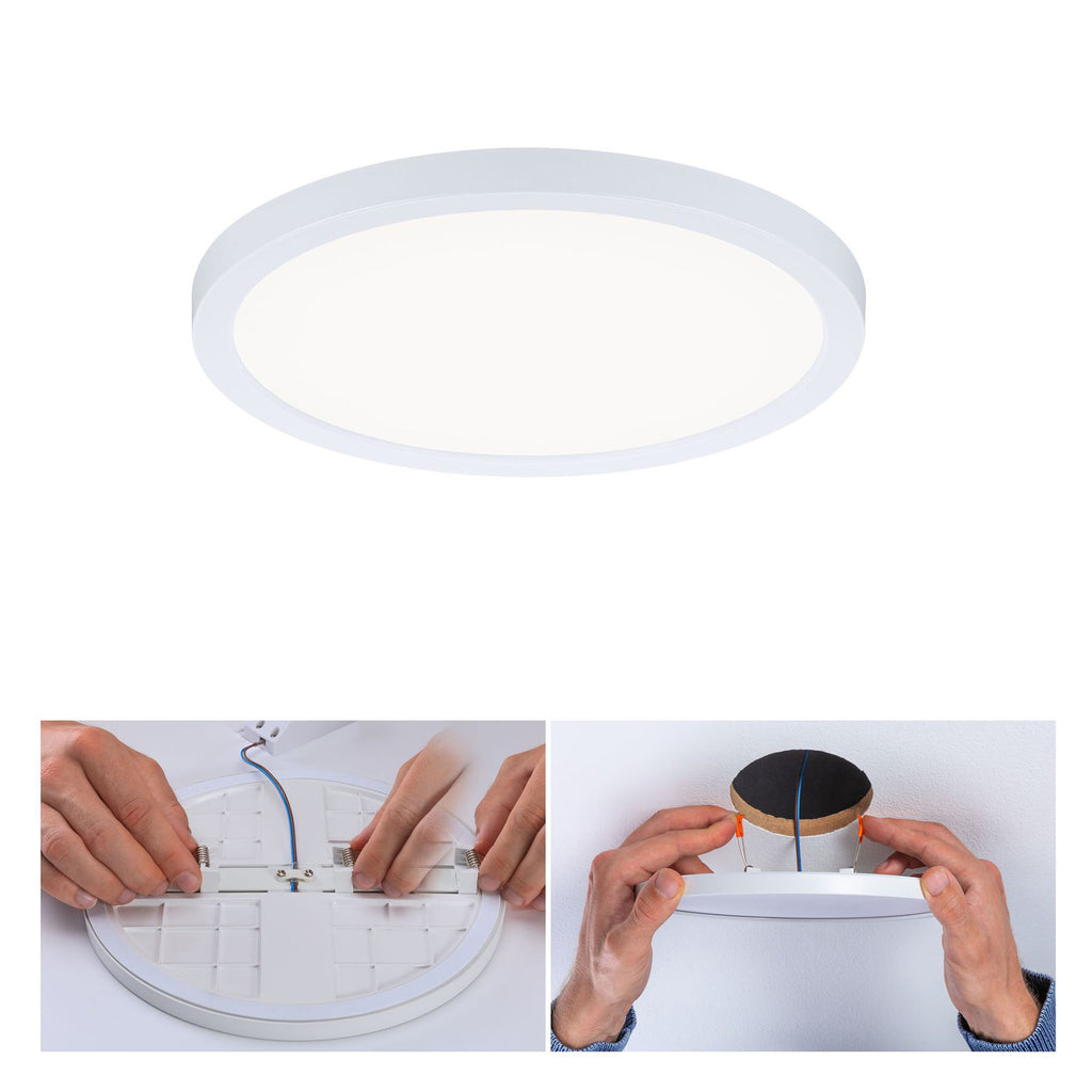 Nærbilde av LED innbyggingspanel Areo rund Ø17,5 cm 4000K IP44 hvit