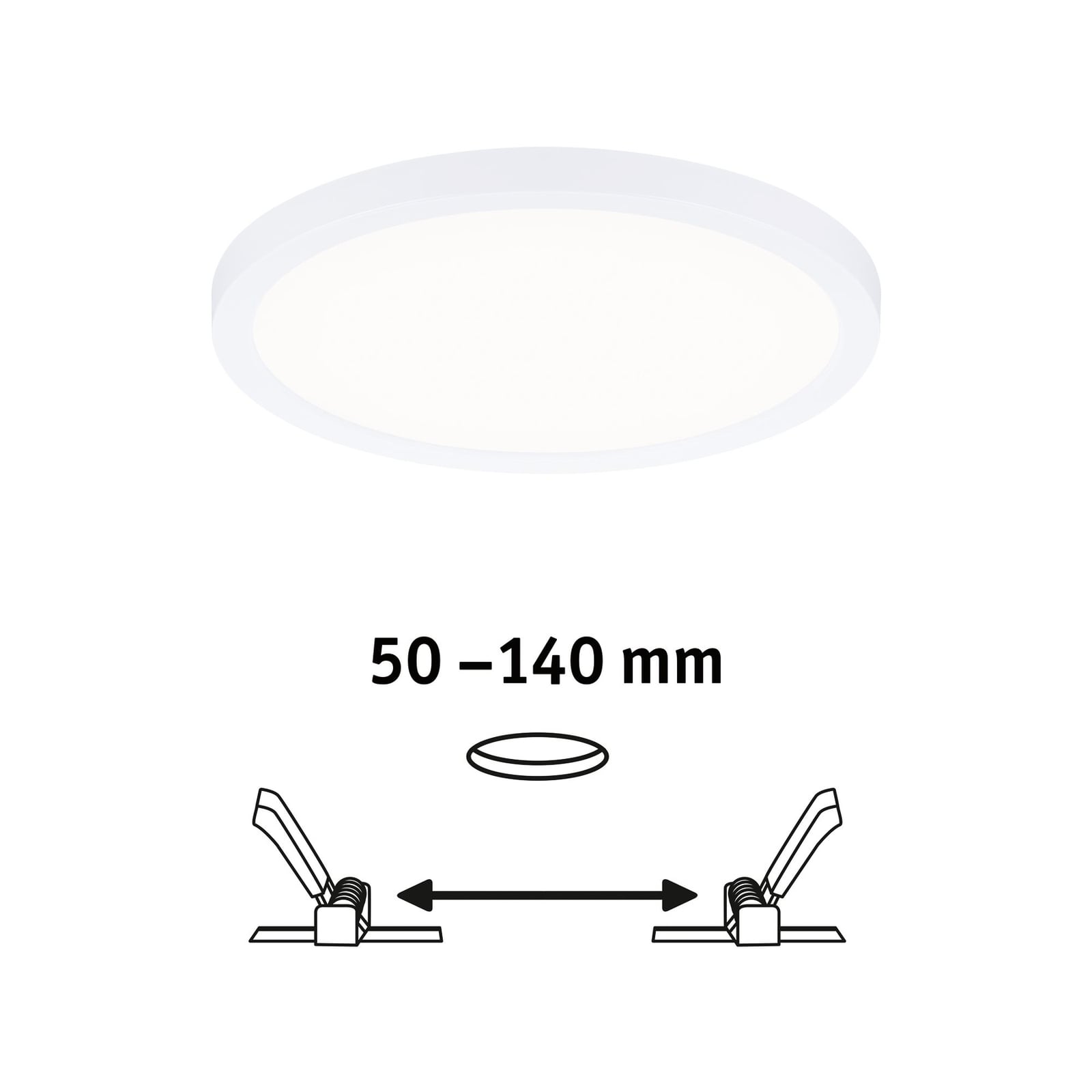 LED innbyggingspanel Areo rund Ø17,5 cm 4000K IP44 hvit installasjonsdetalj