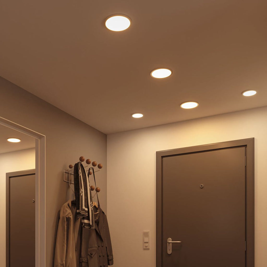 LED innbyggingspanel Areo rund montert i tak