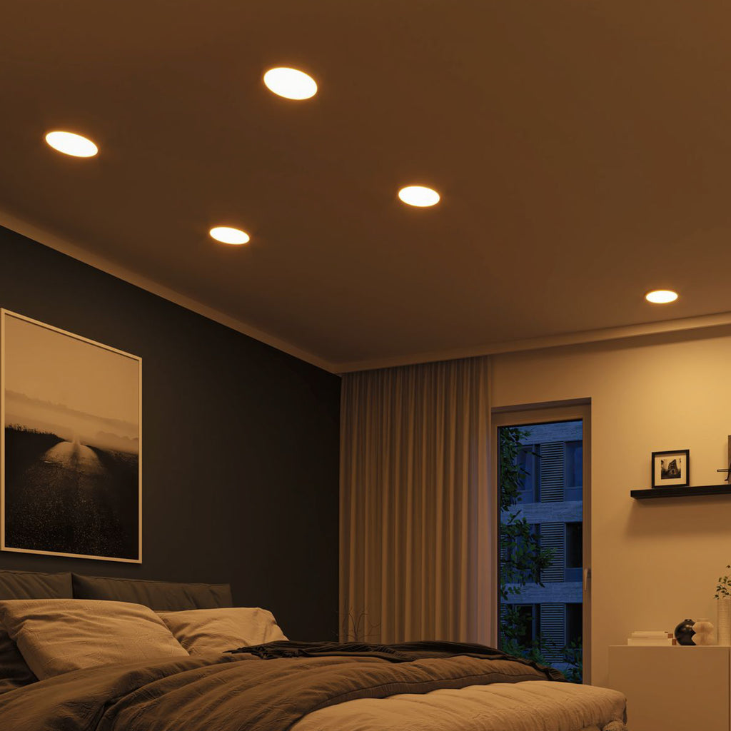 LED innbyggingspanel Areo rund dimbar CCT Zigbee IP44 visning av app-styring