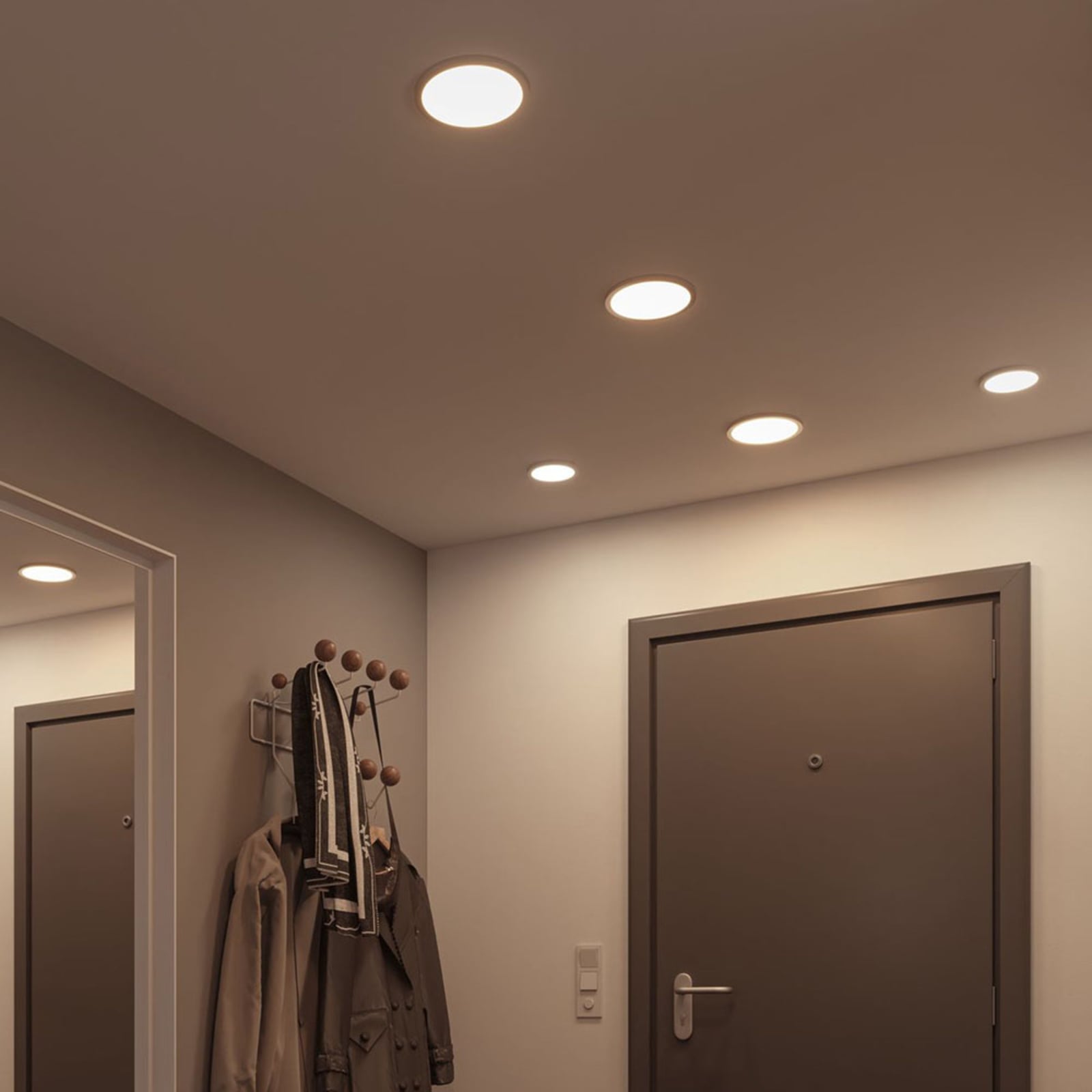 Montert LED innbyggingspanel Areo rund dimbar hvit Ø23 cm i tak