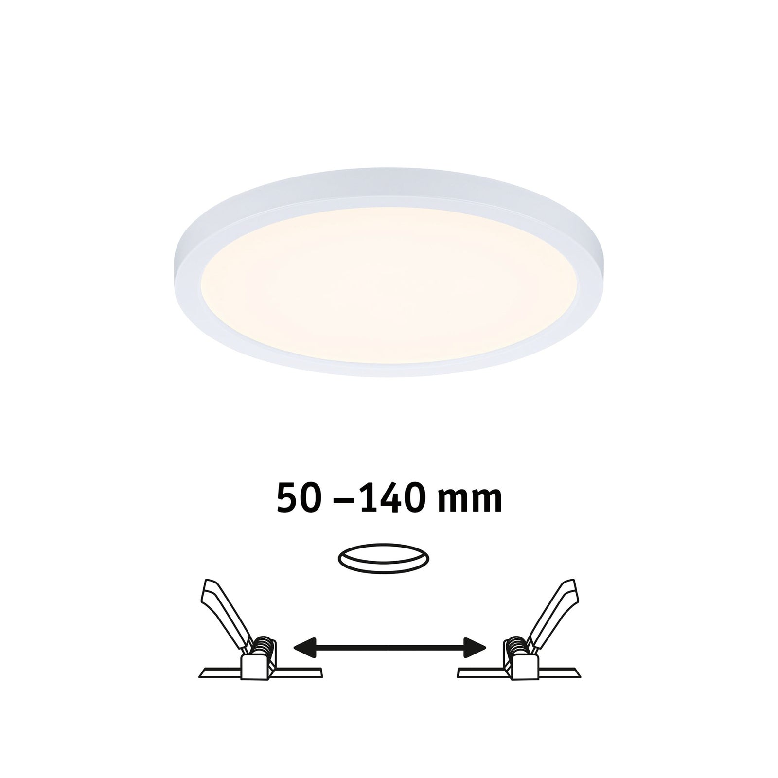 LED innbyggingspanel Areo rund dimbar IP44 Ø17,5 cm hvit sideprofil