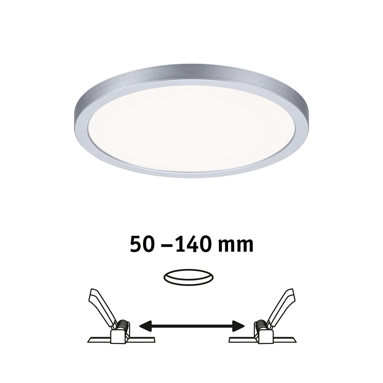 LED innbyggingspanel Areo rund dimbar krom matt emballasje