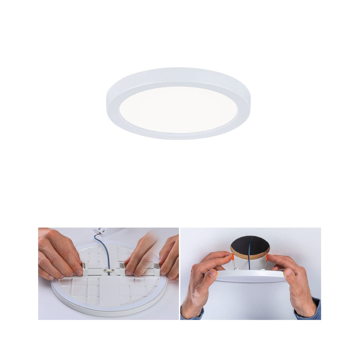 LED innbyggingspanel Areo rund hvit Ø11,8 cm foran