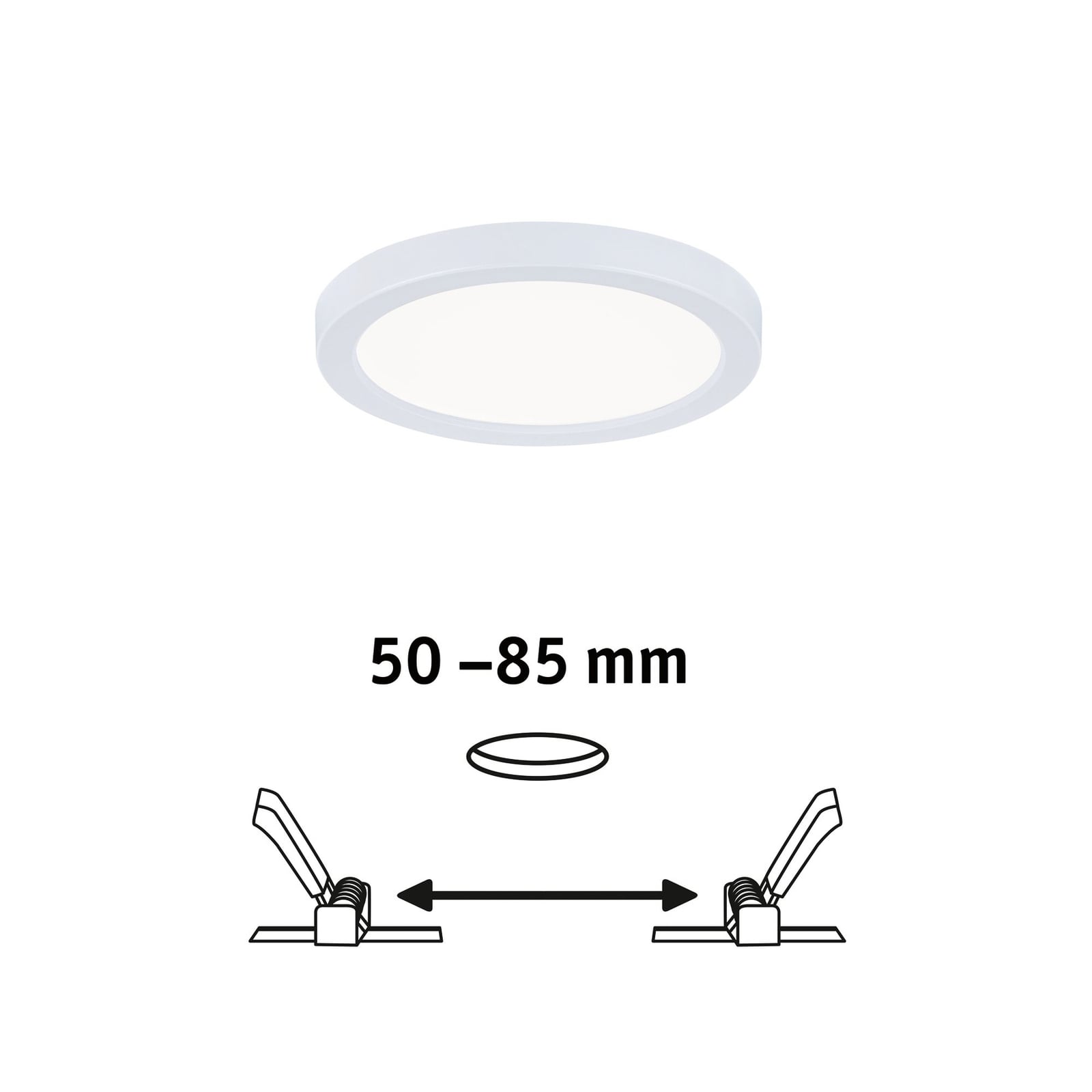 LED innbyggingspanel Areo rund hvit Ø11,8 cm lys