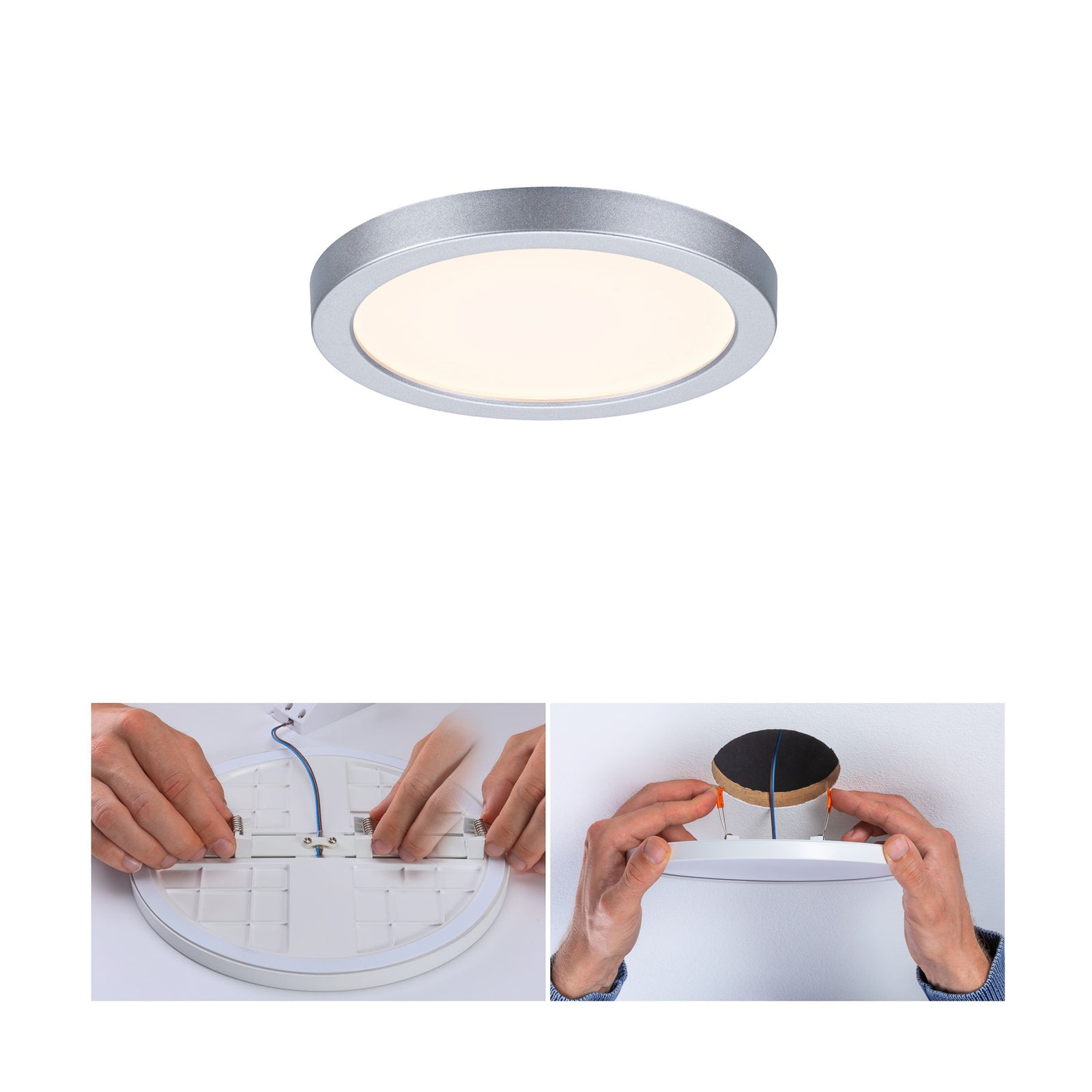 LED innbyggingspanel Areo rund krom forfra