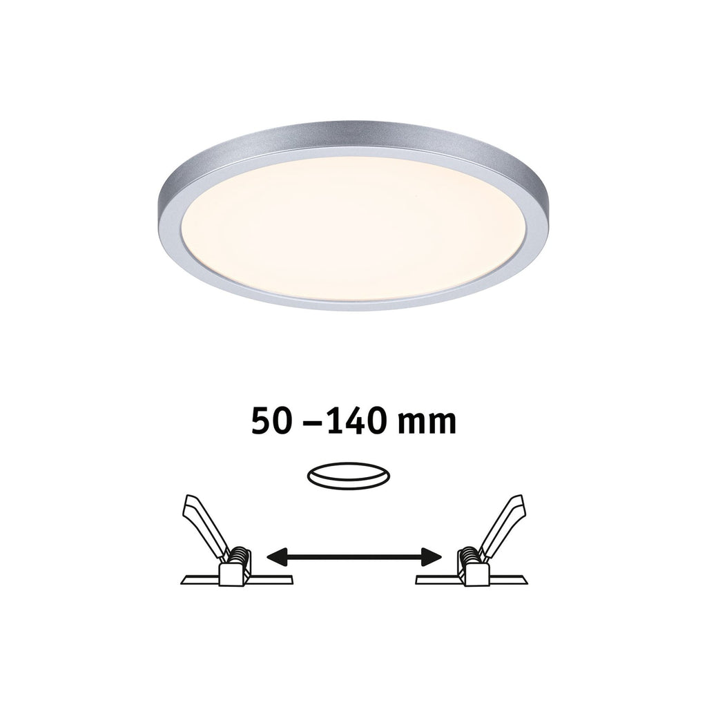 Bakside av LED innbyggingspanel Areo rund krom