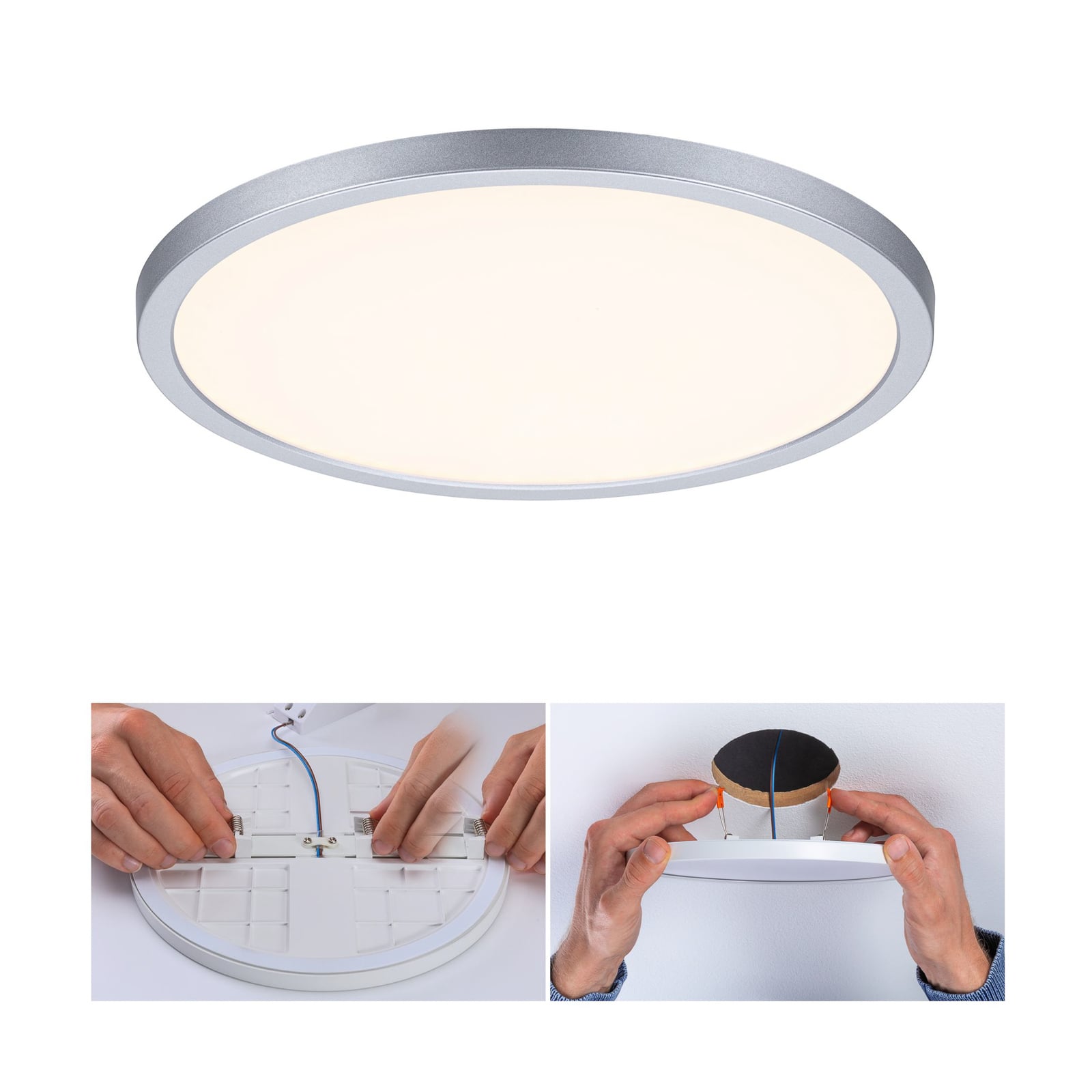 LED innbyggingspanel Areo rund krom dimbar bakside