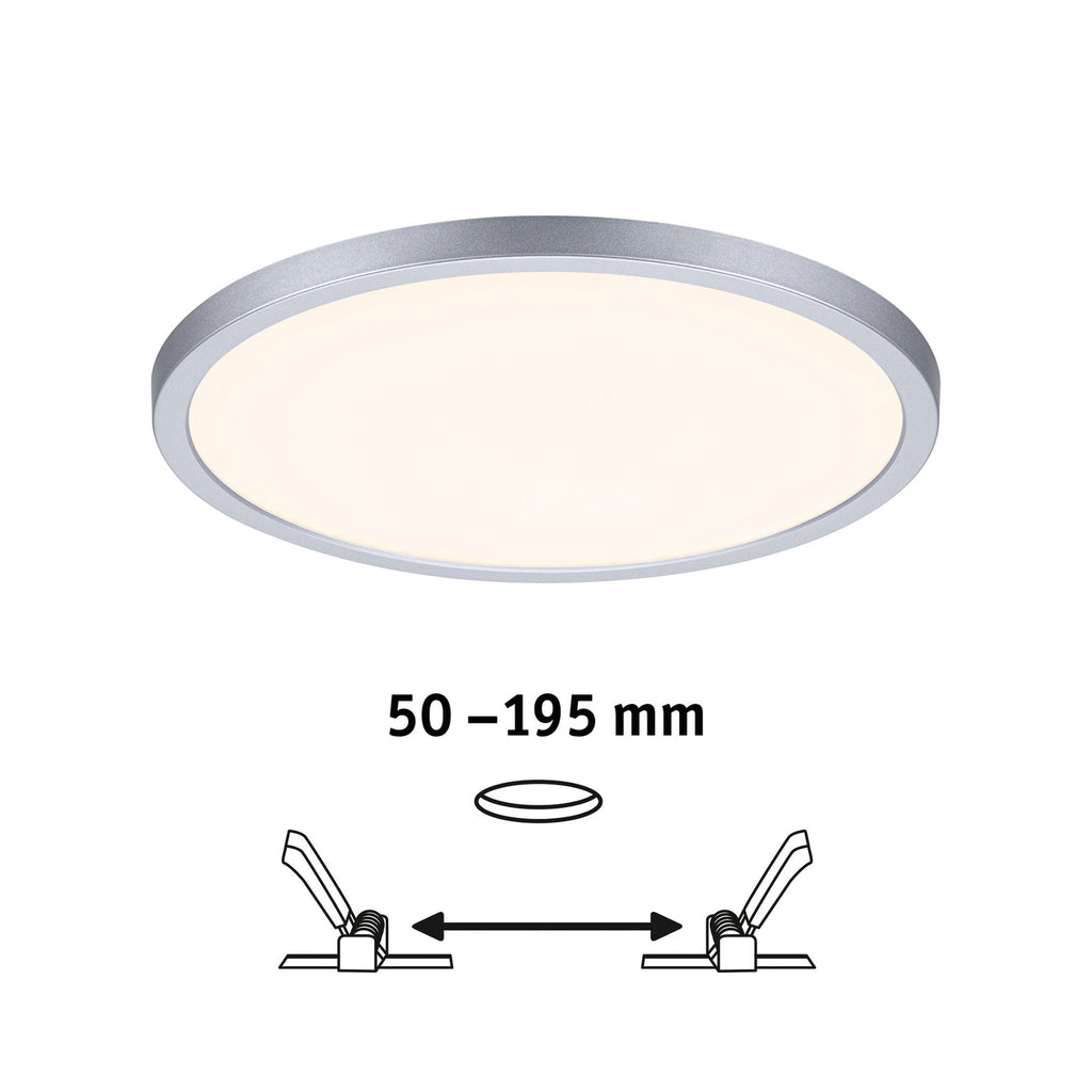 LED innbyggingspanel Areo rund krom dimbar installasjon
