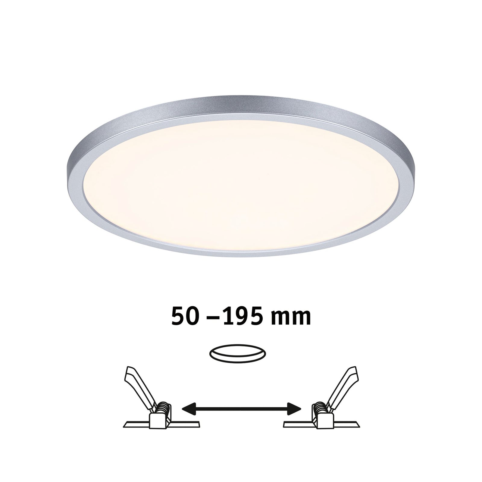 LED innbyggingspanel Areo rund krom dimbar installasjon