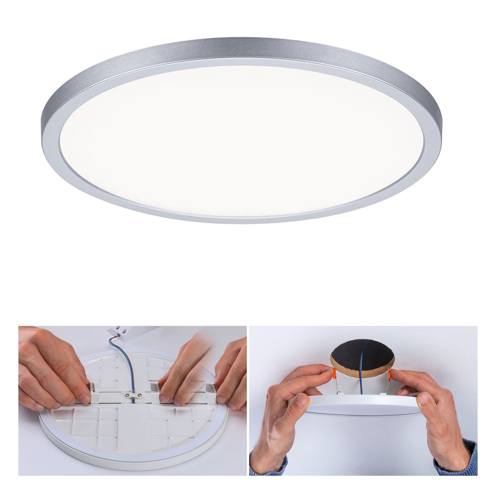 LED innbyggingspanel Areo rund krom Ø23 cm lysutslipp