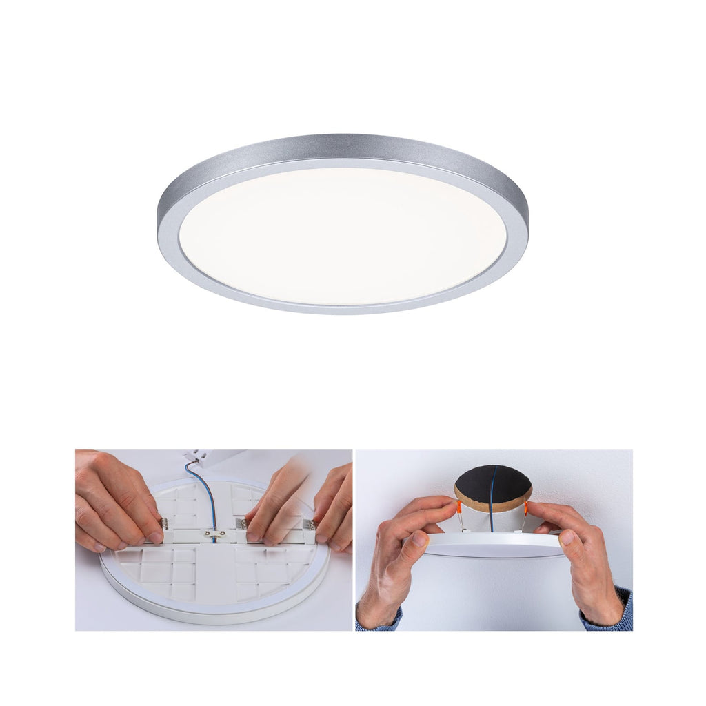 LED innbyggingspanel Areo rund krom matt Ø17,5 cm IP44 forfra