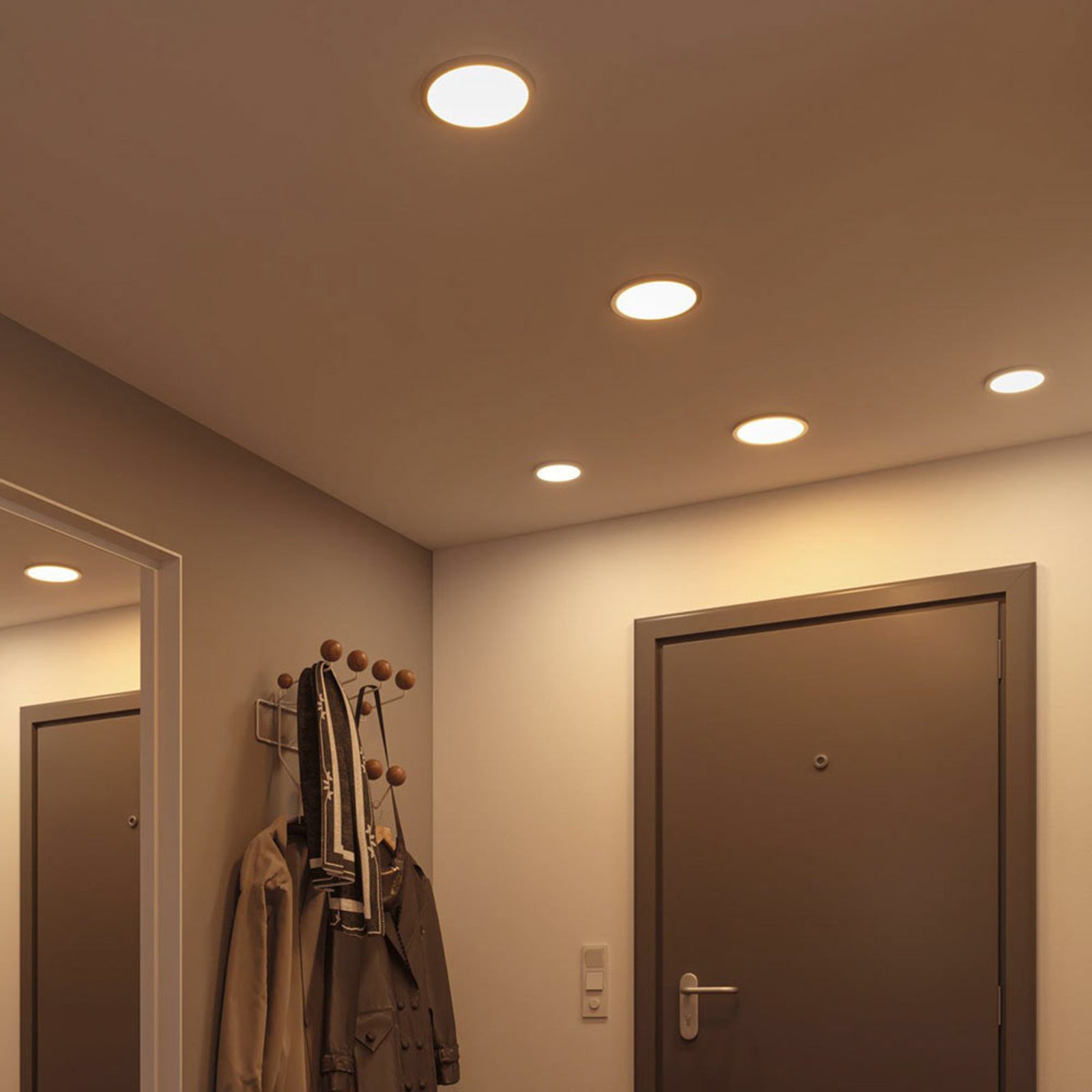 LED innbyggingspanel Areo rund krom matt Ø17,5 cm IP44 detalj av ramme