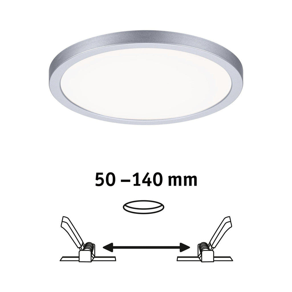 LED innbyggingspanel Areo rund krom matt Ø17,5 cm IP44 montert i tak