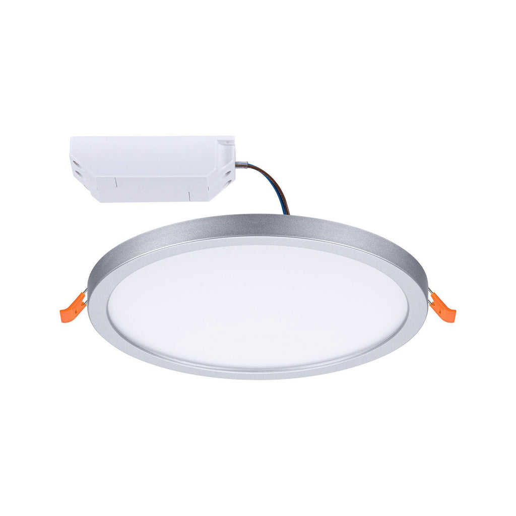 LED innbyggingspanel Areo rund krom matt Ø17,5 cm IP44 nærbilde av lys