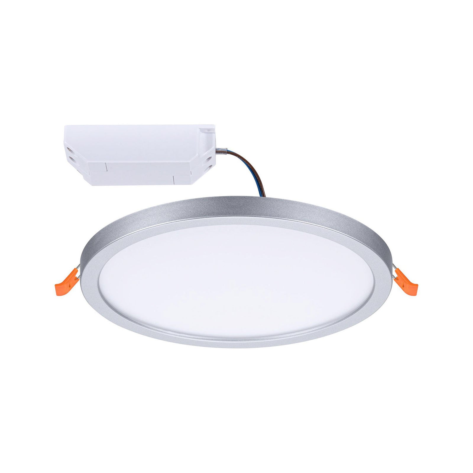 LED innbyggingspanel Areo rund krom matt Ø17,5 cm IP44 nærbilde av lys