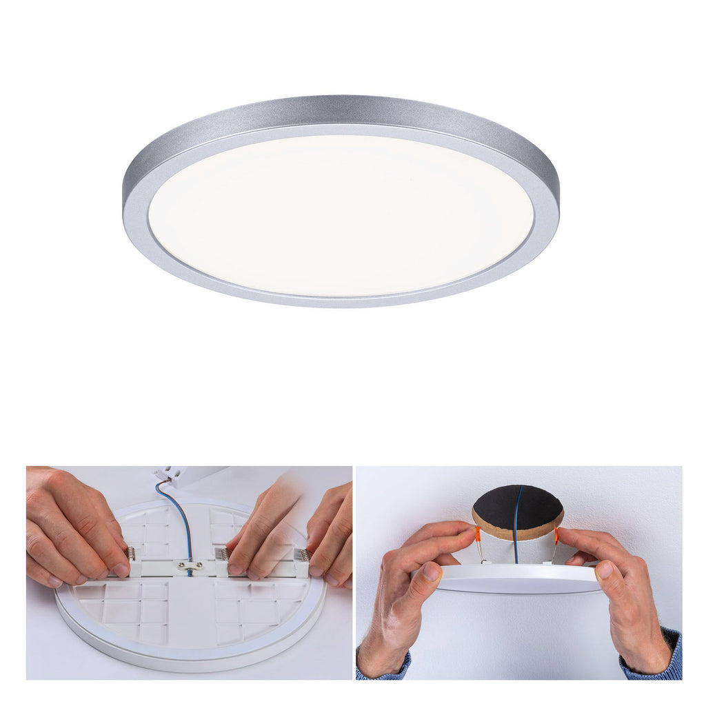 LED innbyggingspanel Areo rund krom matt Ø17,5 cm IP44 sideprofil