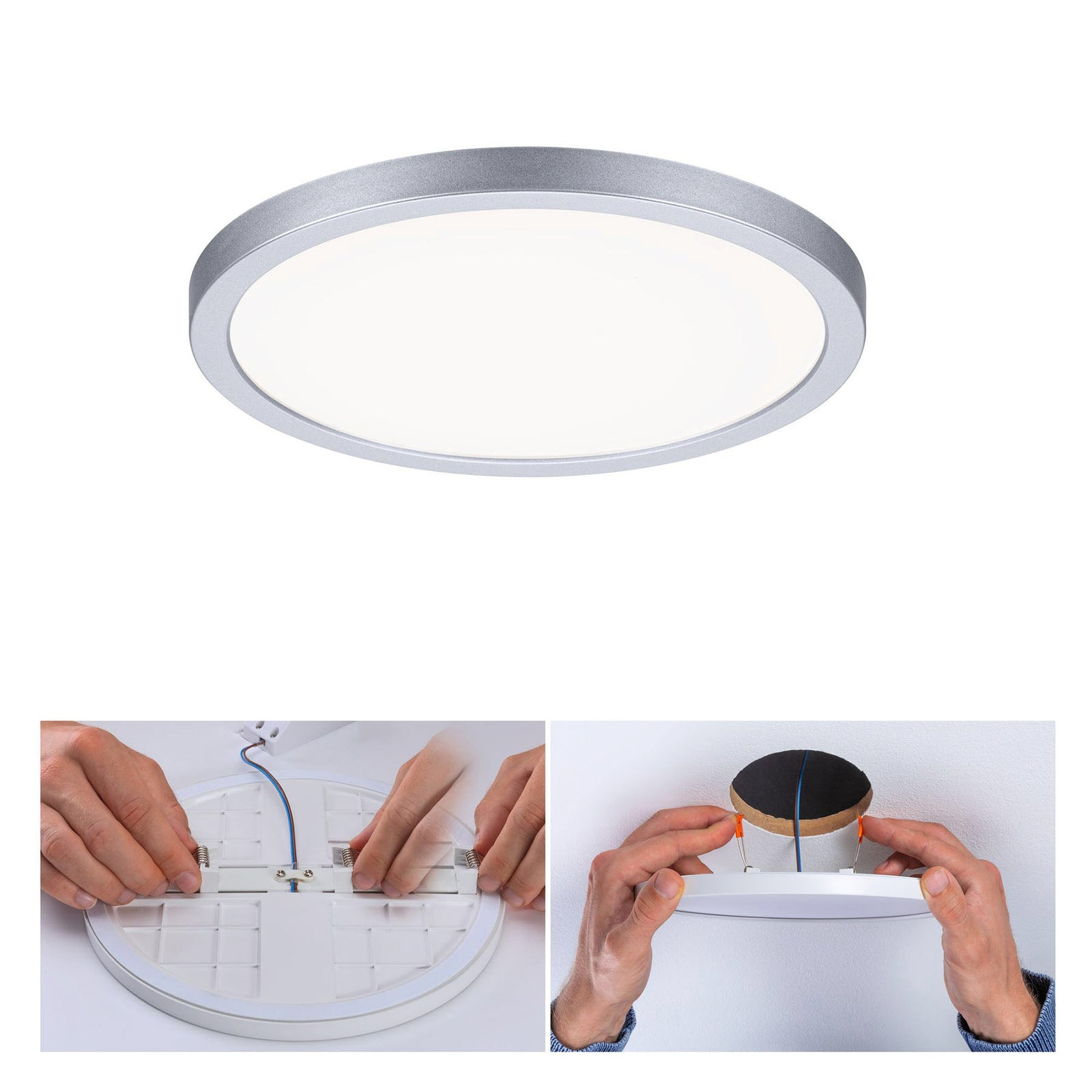 LED innbyggingspanel Areo rund krom matt Ø17,5 cm IP44 sideprofil