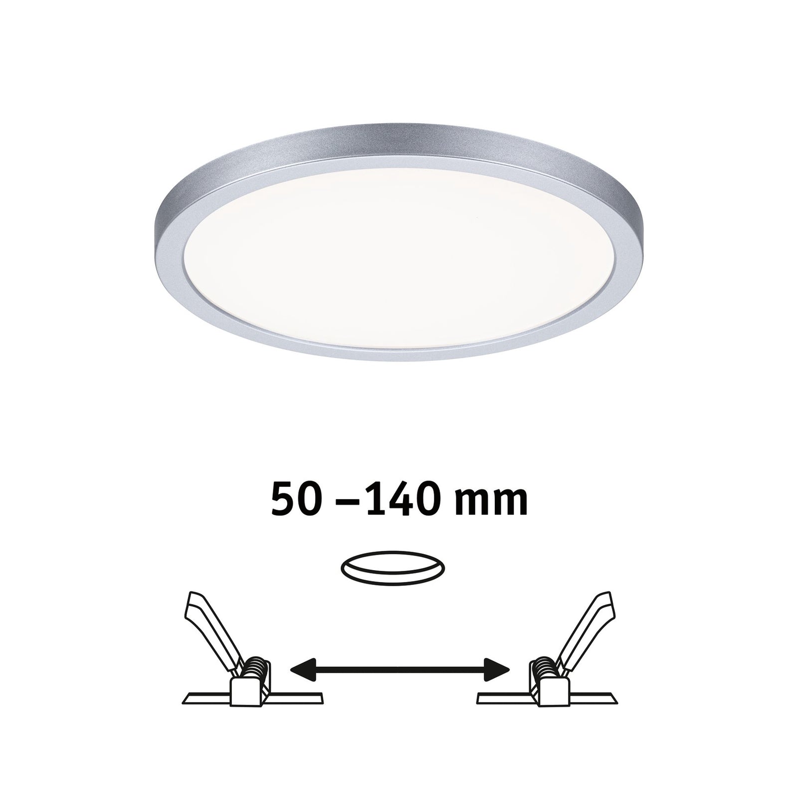 LED innbyggingspanel Areo rund krom matt Ø17,5 cm IP44 med dimmer