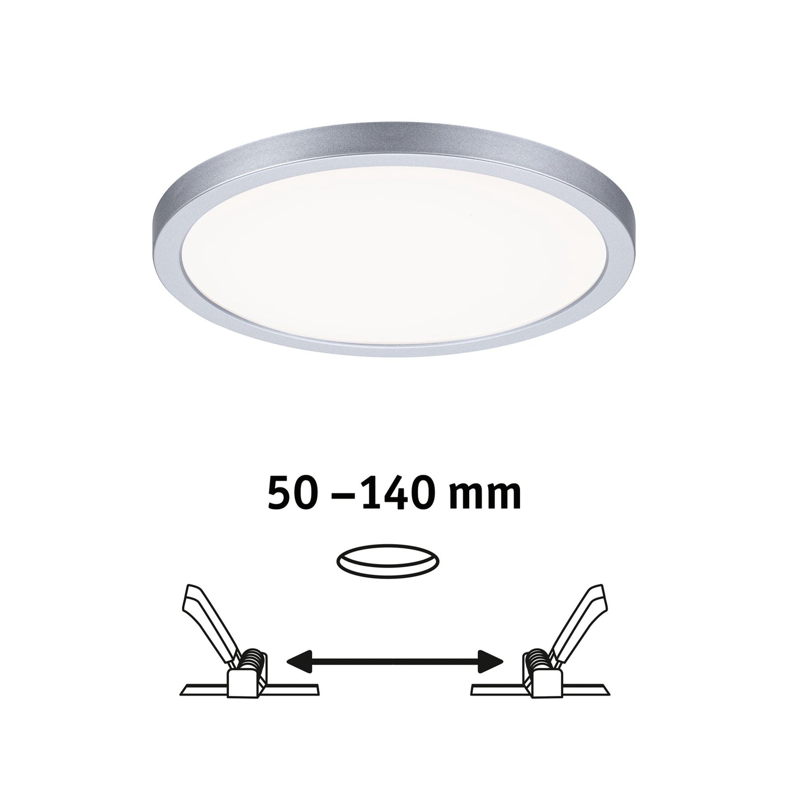 LED innbyggingspanel Areo rund krom matt Ø17,5 cm IP44 med transformator