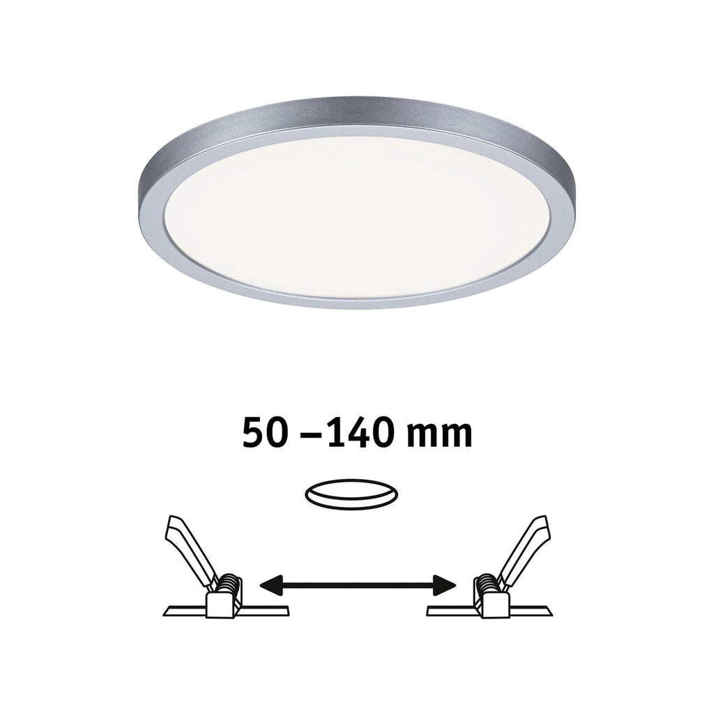 LED innbyggingspanel Areo rund krom matt Ø17,5 cm IP44 i bruk