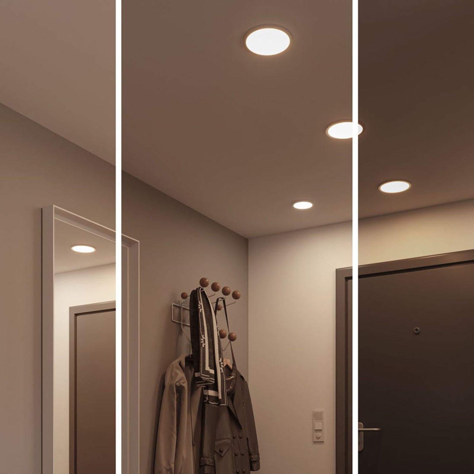 LED innbyggingspanel Areo rund krom Ø23 cm nærbilde av LED