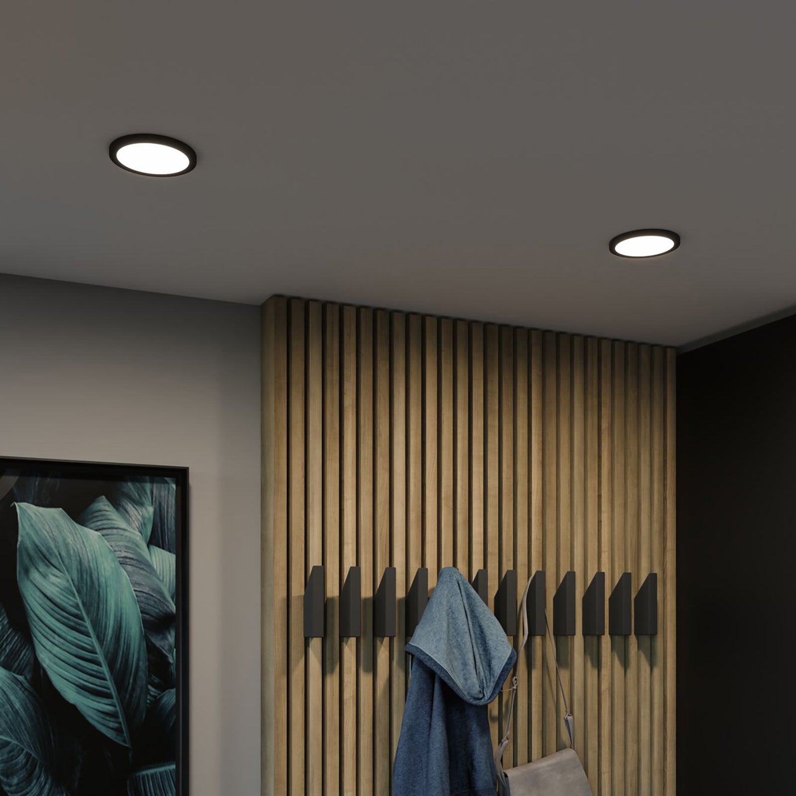 LED innbyggingspanel Areo rund svart Ø11,8 cm med inkludert trafo