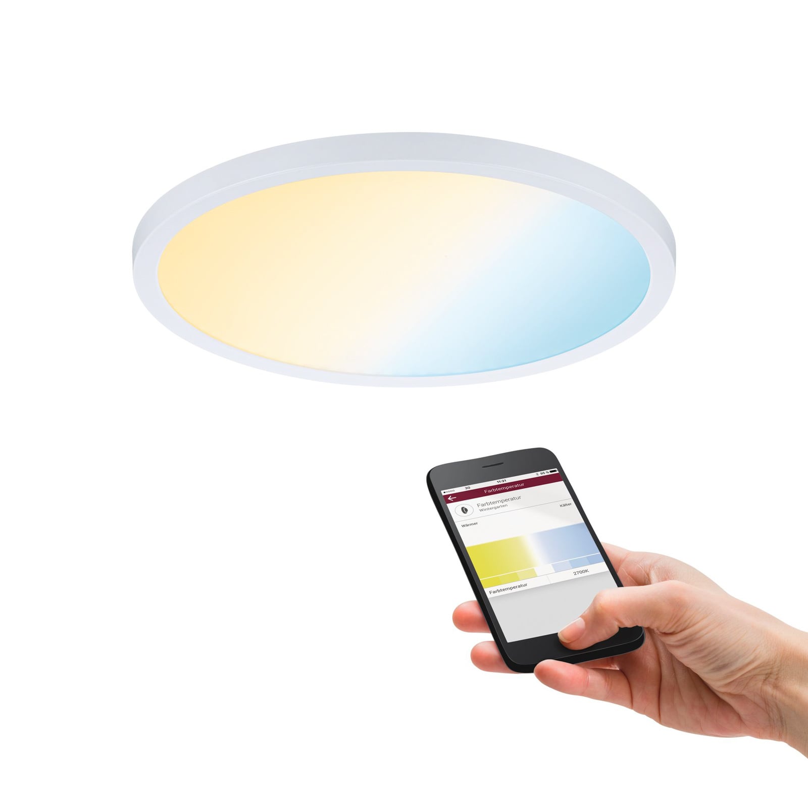 LED innbyggingspanel Areo rund ZigBee CCT Ø23 cm Paulmann med fjernkontroll