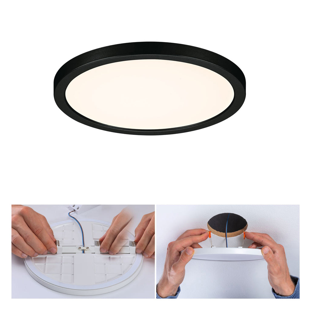 LED innbyggingspanel Areo rundt svart Ø17,5 cm IP44 bakside
