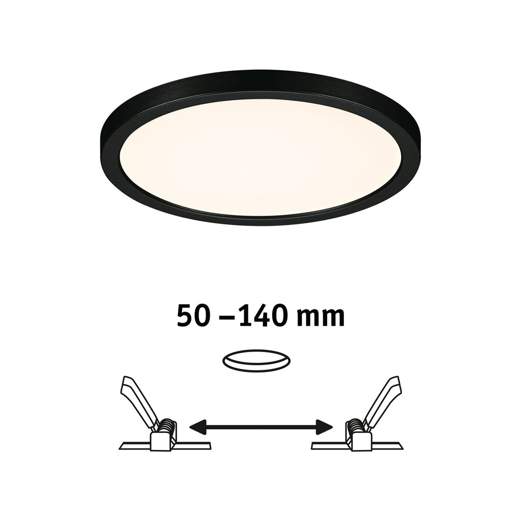 LED innbyggingspanel Areo rundt svart Ø17,5 cm IP44 detalj av ramme