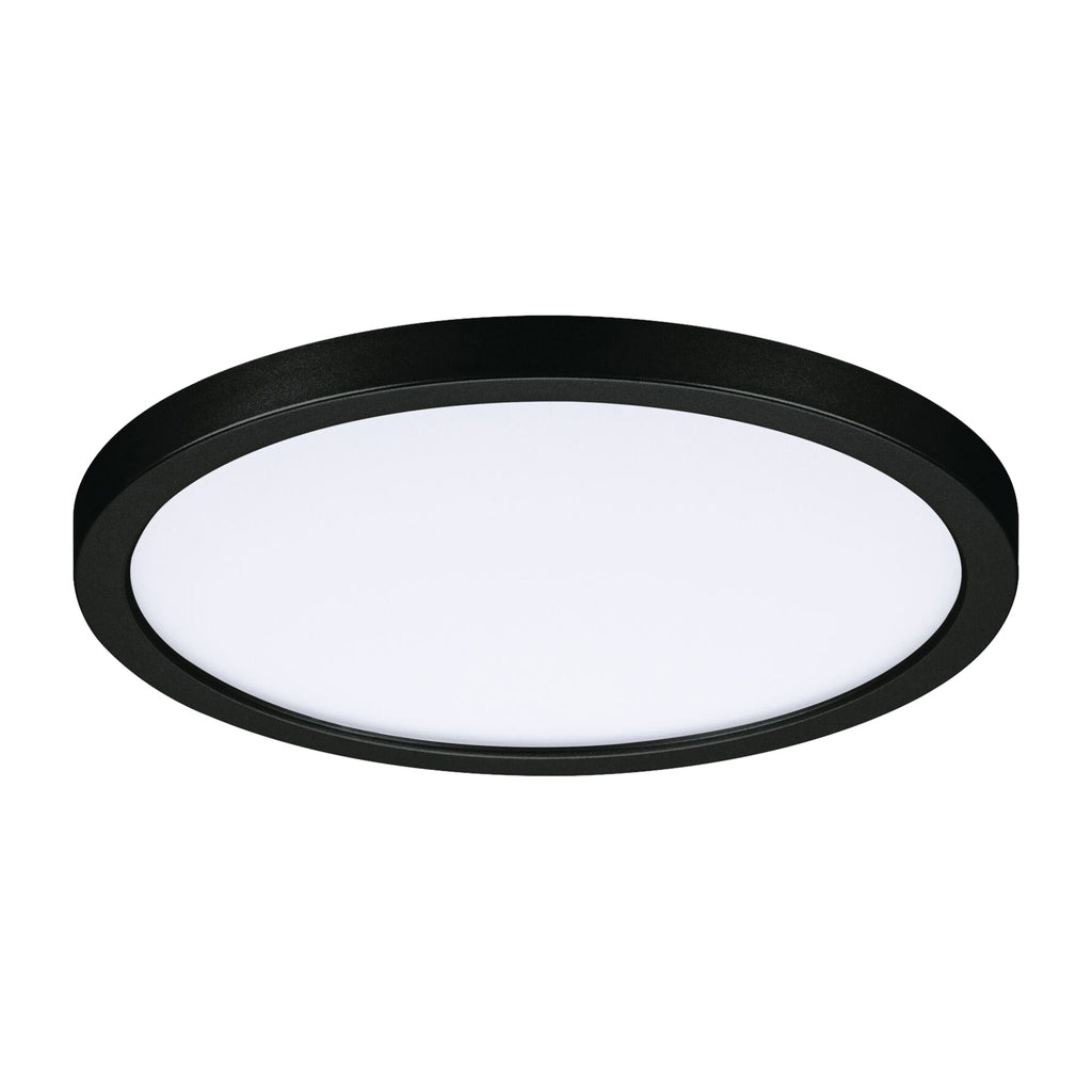 LED innbyggingspanel Areo rundt svart Ø17,5 cm IP44 nærbilde av lys