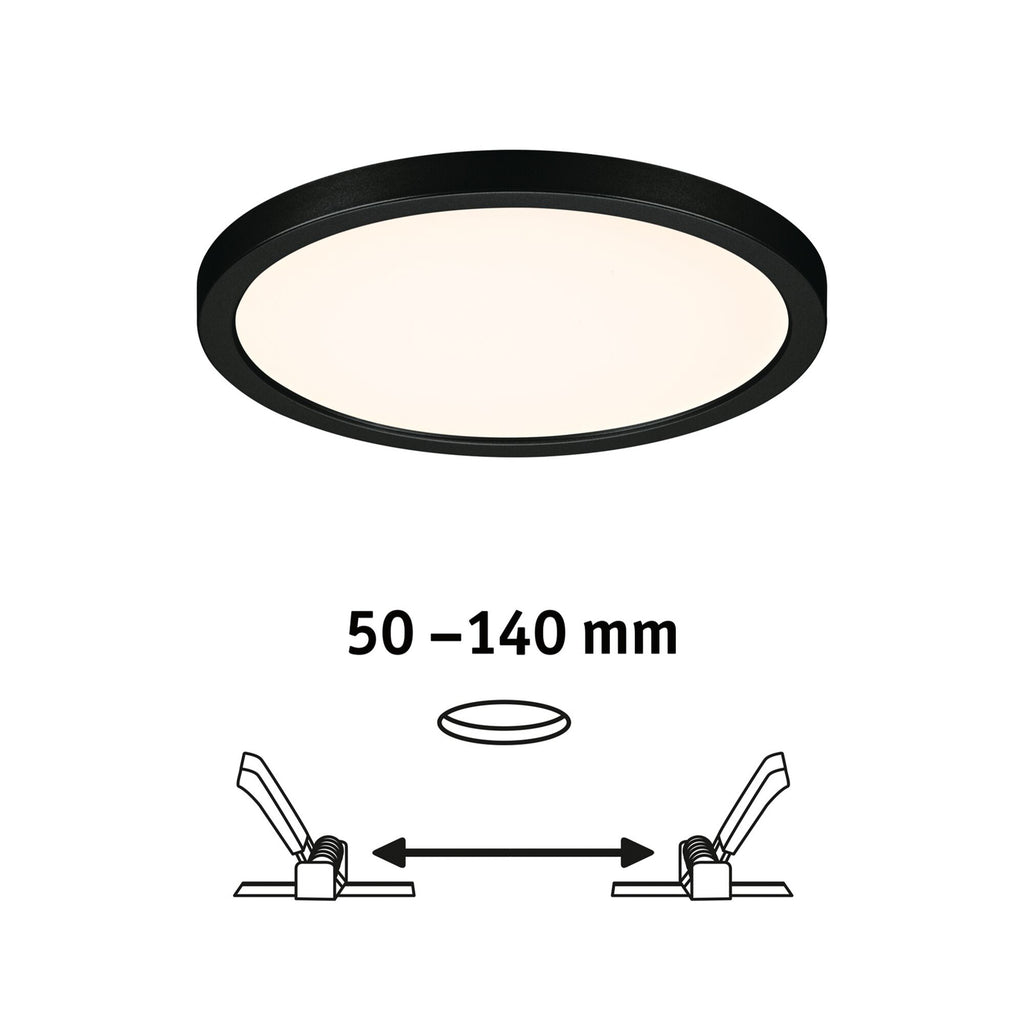 LED innbyggingspanel Areo rundt svart Ø17,5 cm IP44 med inkludert driver
