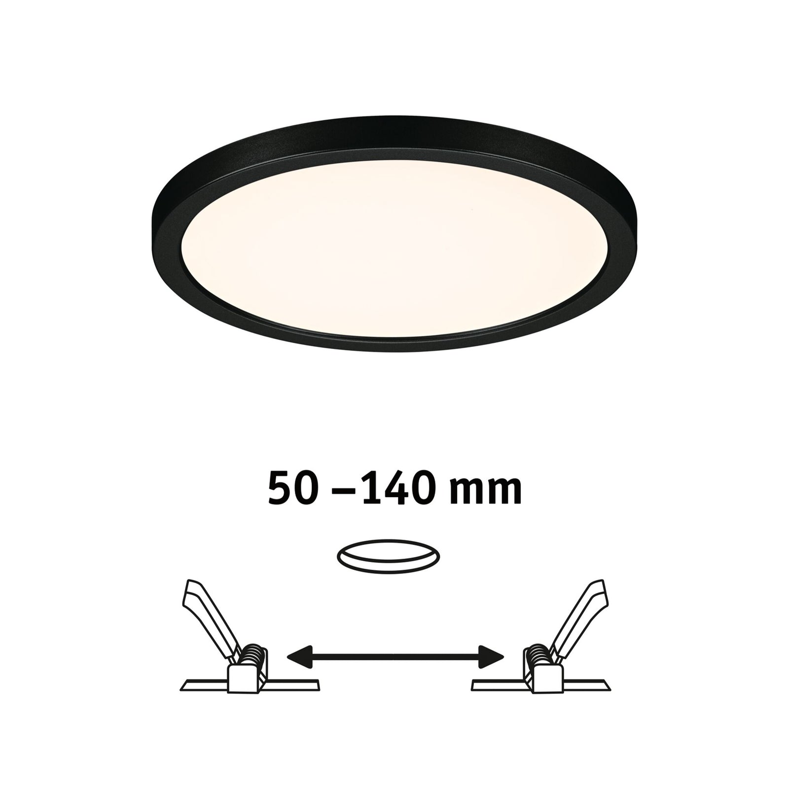 LED innbyggingspanel Areo rundt svart Ø17,5 cm IP44 med inkludert driver