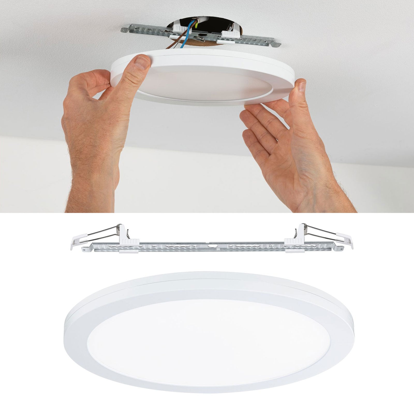 Nærbilde av LED innbyggingspanel Cover it nøytralhvit Ø33 cm 22W