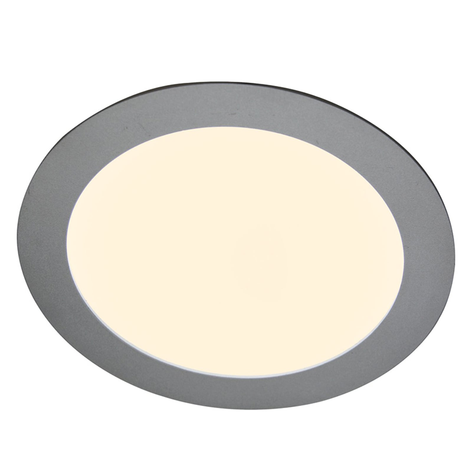 LED innbyggingspanel Justus sølv Ø14,5 cm 8W dimbar forfra