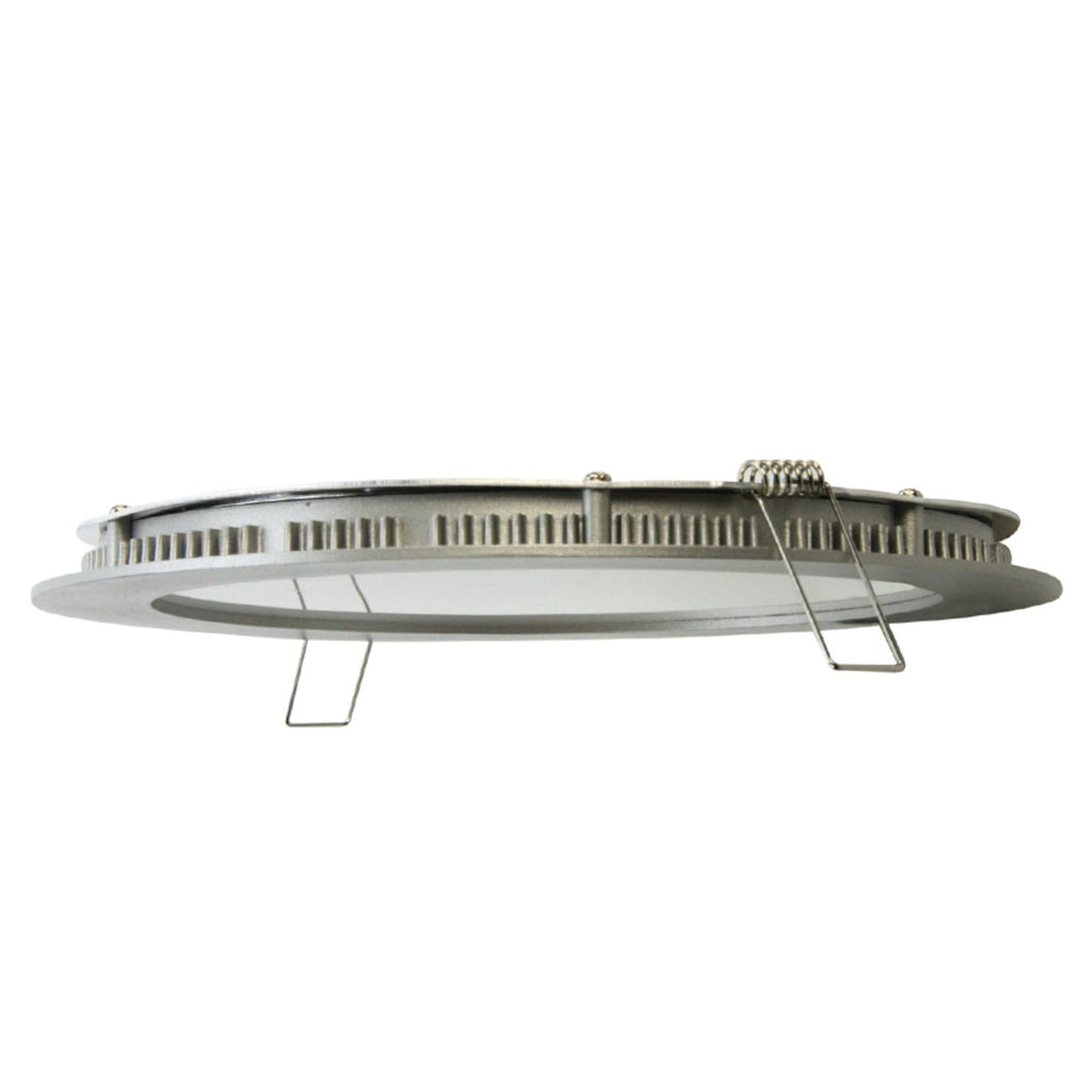 LED innbyggingspanel Justus sølv Ø14,5 cm 8W dimbar bakside
