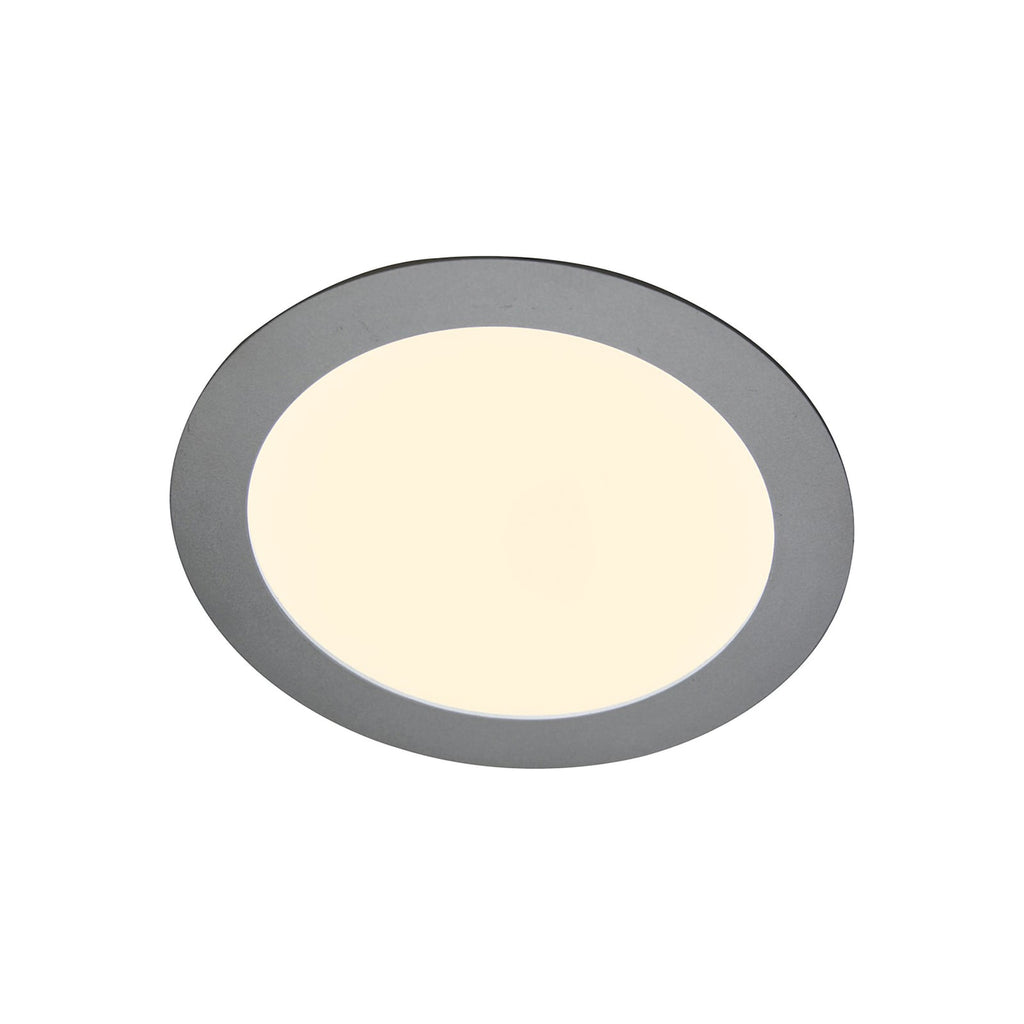 LED innbyggingspanel Justus sølv Ø14,5 cm 8W dimbar detalj av ramme
