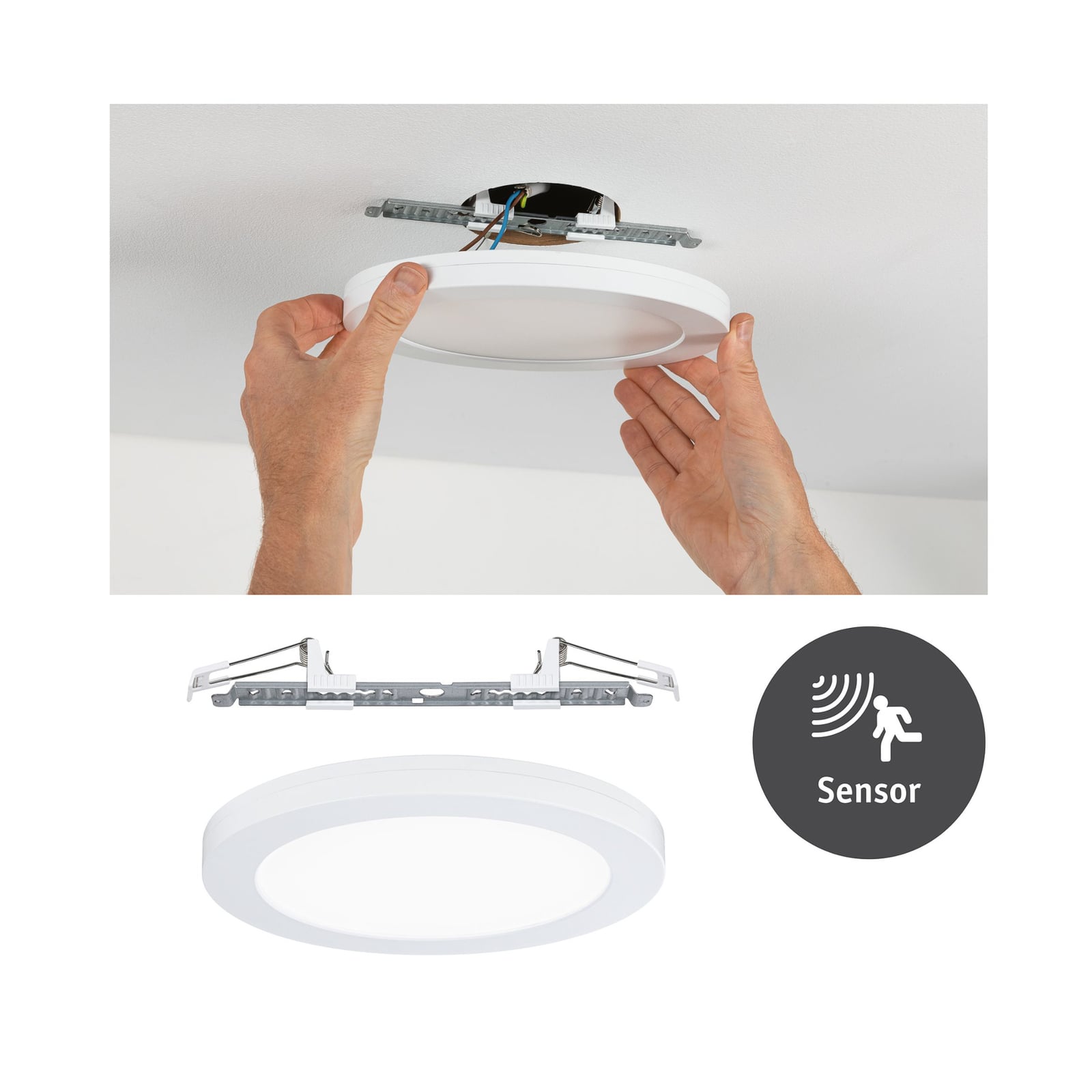 LED innbyggingspanel med bevegelsessensor Ø22,5 cm 16,5W - Paulmann forfra