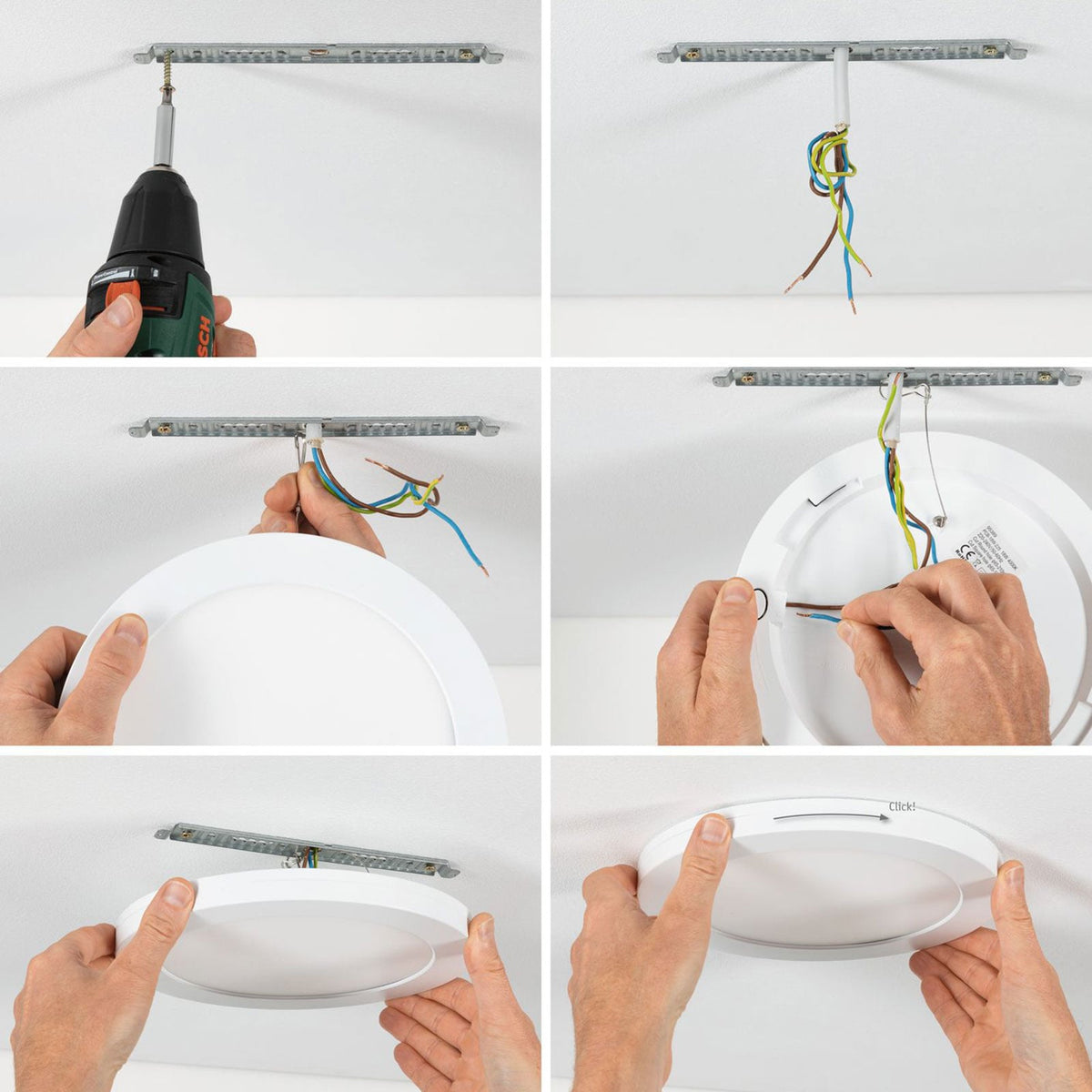 LED innbyggingspanel hvit Ø22,5 cm 16,5W nøytralhvit - Paulmann montert