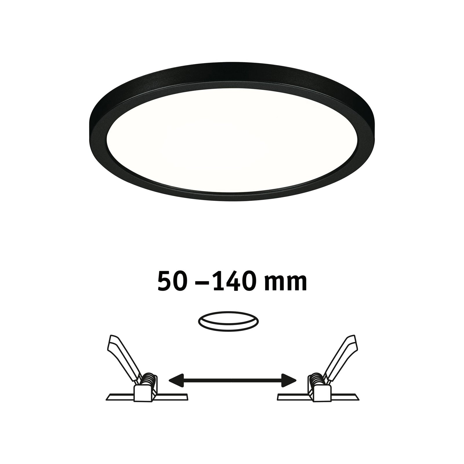 Detalj av LED innbyggingspanel rundt svart IP44 Ø17,5 cm 13W 4000K - Paulmann