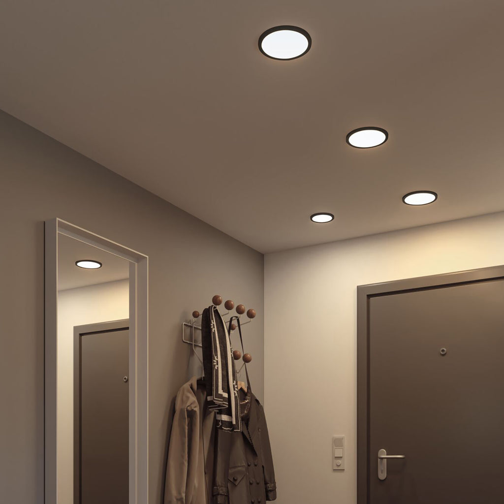 LED innbyggingspanel rundt svart IP44 Ø17,5 cm 13W 4000K - Paulmann sideprofil