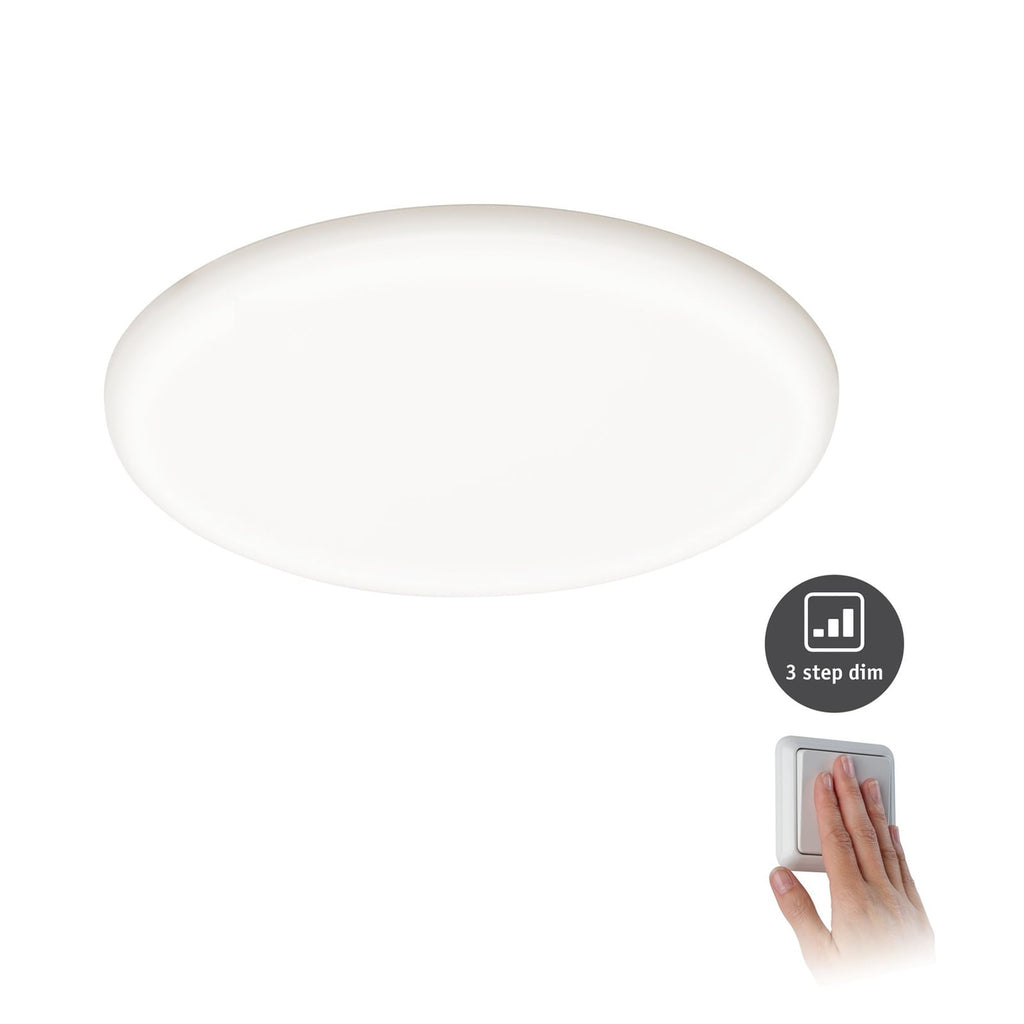 LED innbyggingspanel Veluna 3-stegs dimbar hvit Ø21,5 cm IP44 forfra
