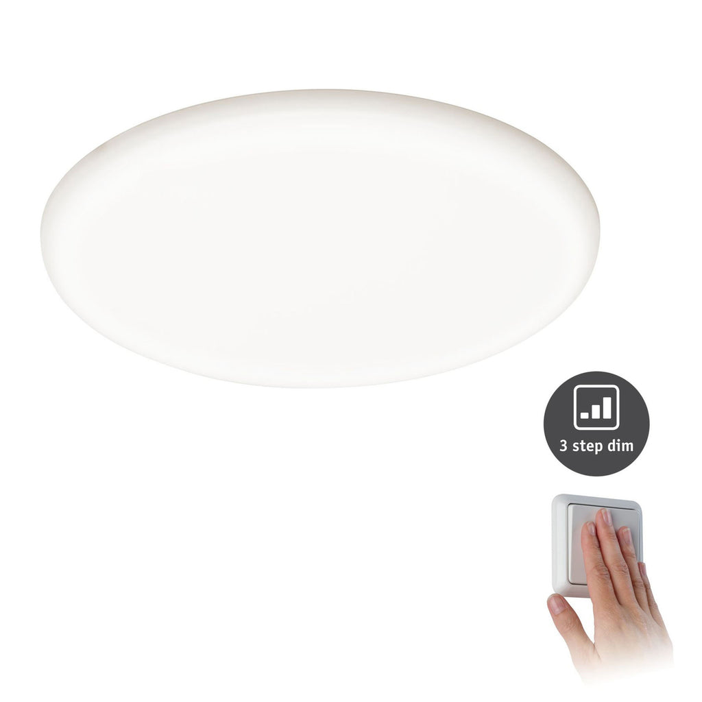 LED innbyggingspanel Veluna 3-stegs dimbar hvit Ø21,5 cm IP44 opplysning