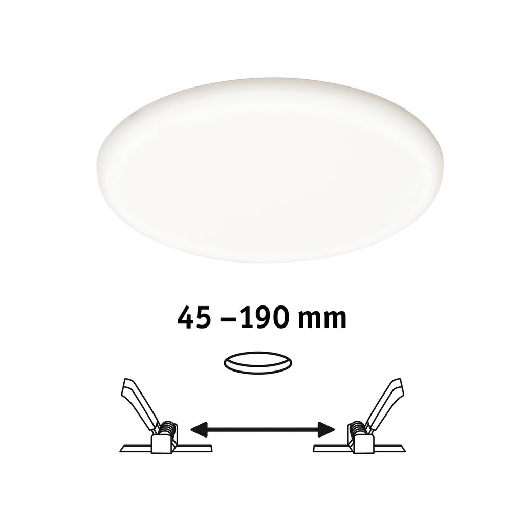 LED innbyggingspanel Veluna 3-stegs dimbar hvit Ø21,5 cm IP44 installasjon